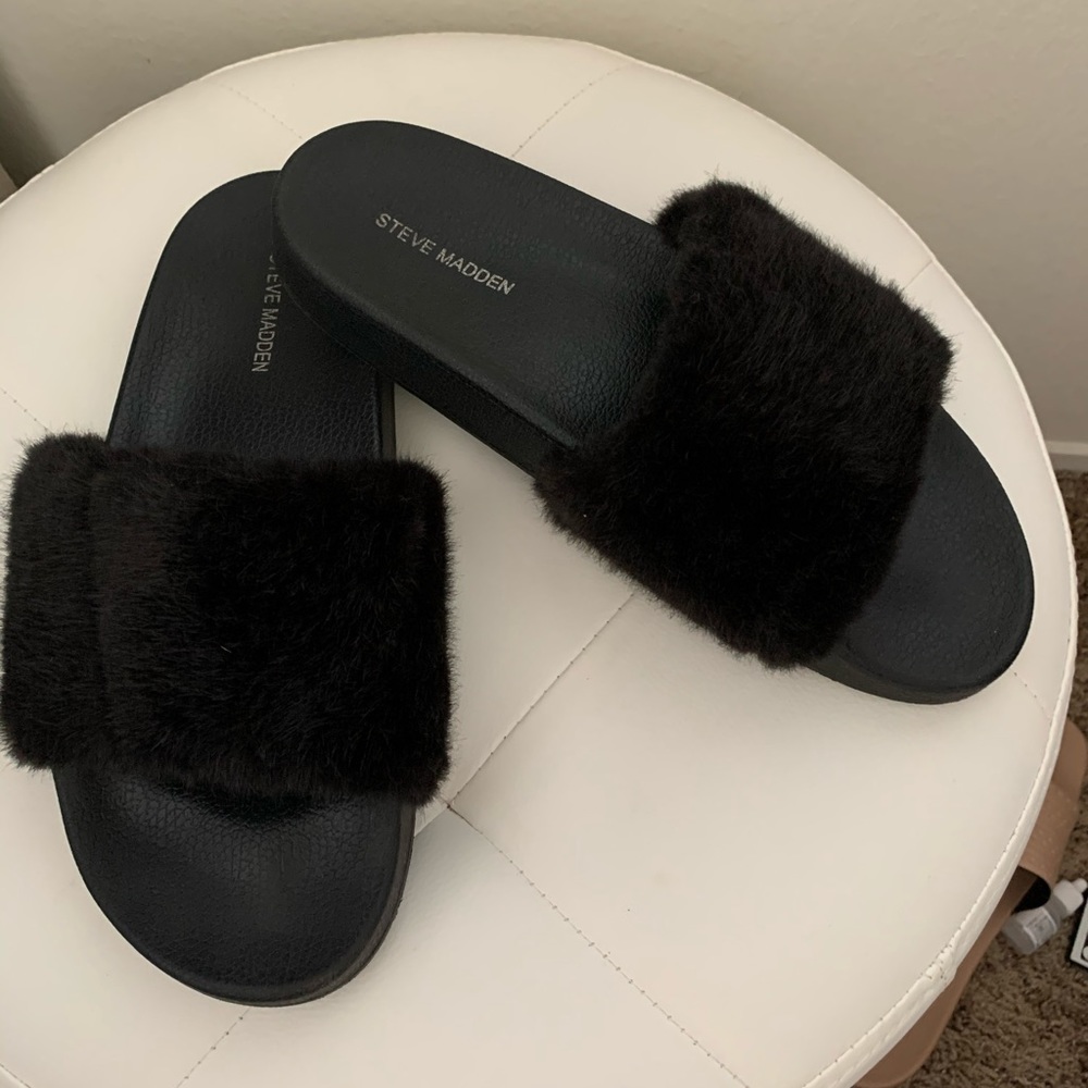 Steven Madden Fur Slides